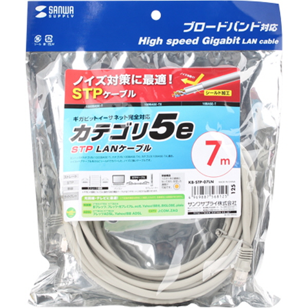 SANWA KB-STP-07LN CAT.5e STP다이렉트 케이블 New 7m