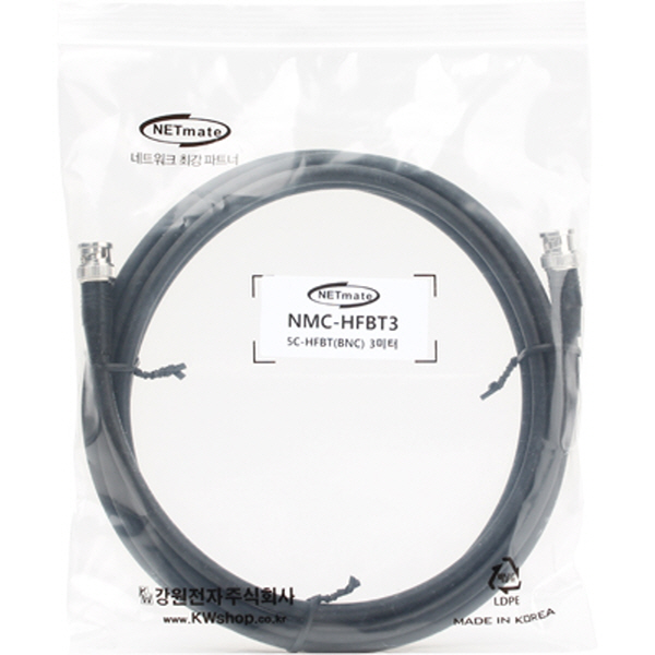 NETmate NMC-HFBT3 5C-HFBT BNC-BNC 동축 케이블(동복강선/4합/75Ω) 3m