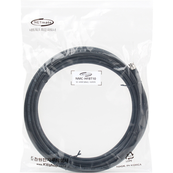 NETmate NMC-HFBT10 5C-HFBT BNC-BNC 동축 케이블(동복강선/4합/75Ω) 10m