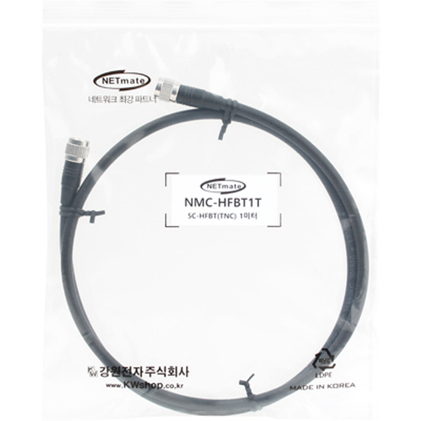 NETmate NMC-HFBT1T 5C-HFBT TNC-TNC 동축 케이블(동복강선/4합/75Ω) 1m