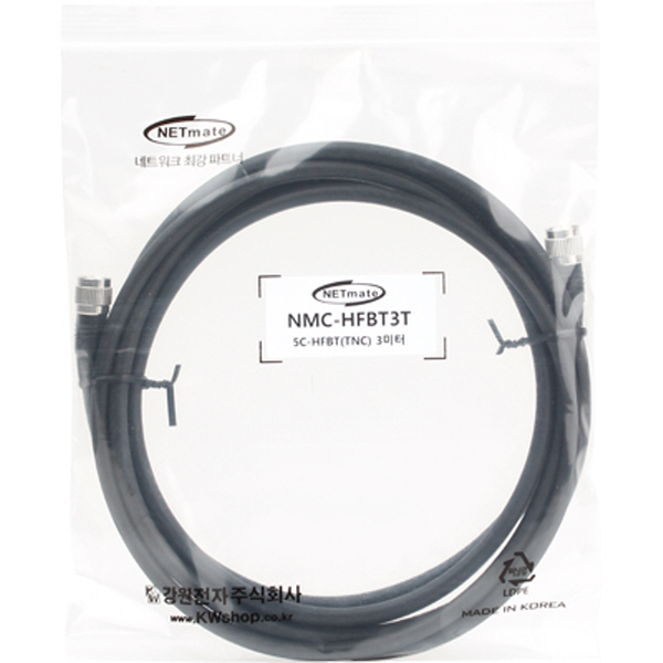 NETmate NMC-HFBT3T 5C-HFBT TNC-TNC 동축 케이블(동복강선/4합/75Ω) 3m