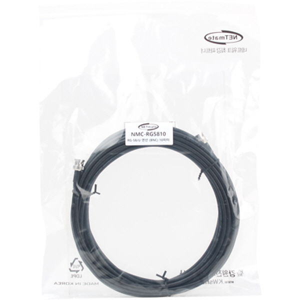 NETmate NMC-RG5810 RG-58 BNC-BNC 고주파 동축 케이블(주석도금 연동선/5합/50Ω) 10m