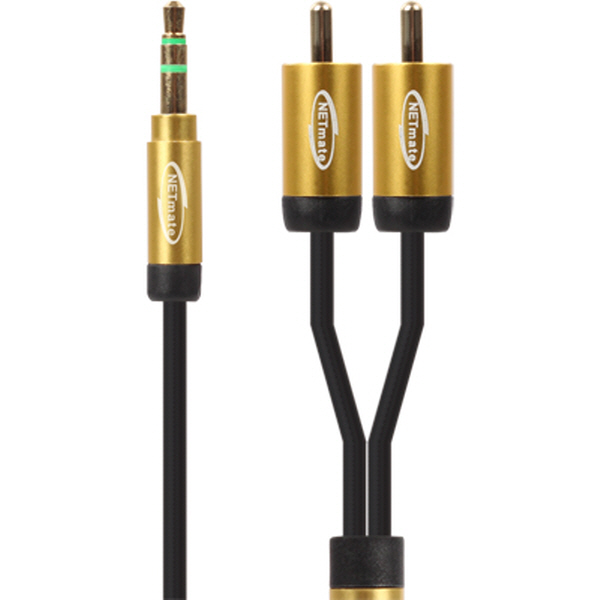 NETmate NMA-MK30SRN 초슬림 스테레오 to RCA 2선 케이블 New 3m (OFC/금도금/AUX 케이블)
