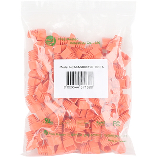 PLUG MASTER NM-SR007YR RJ-45 CAT.6 통부트(7Ø/오렌지/100개)