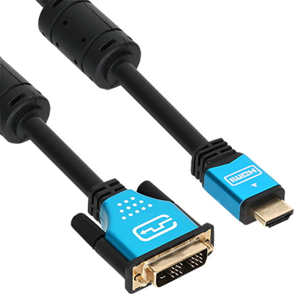 NETmate NM-HD03BZ HDMI to DVI Blue Metal 케이블 3m