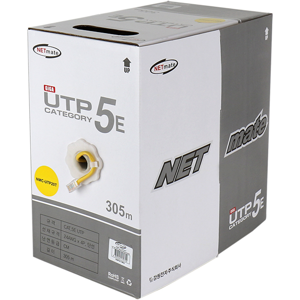 NETmate NMC-UTP20T CAT.5E UTP 케이블 305m (단선/옐로우)