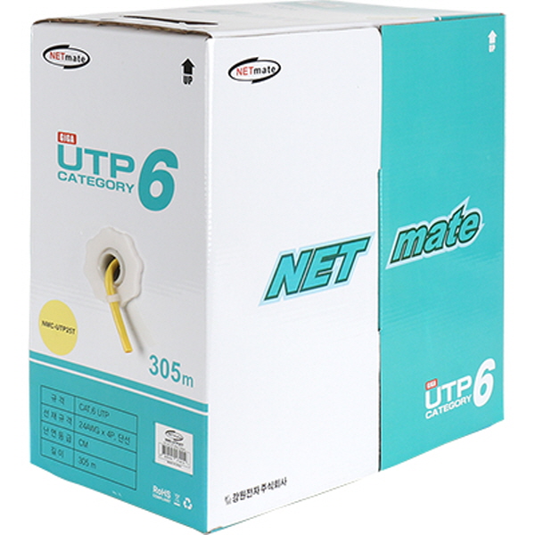 NETmate NMC-UTP25T CAT.6 UTP 케이블 305m (단선/옐로우)