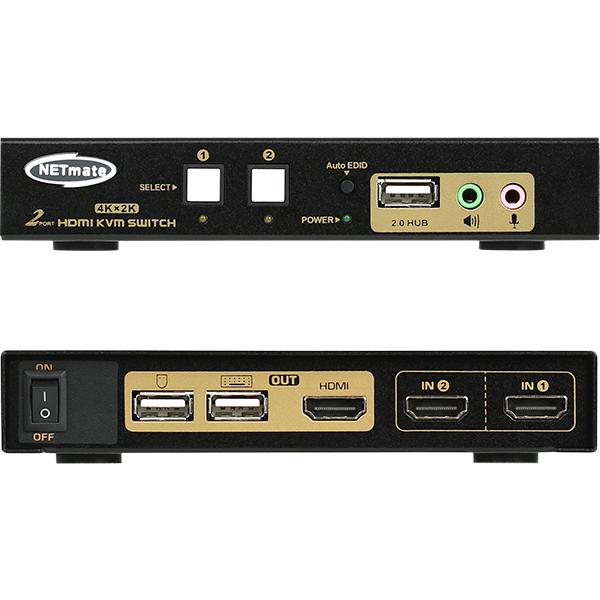 NETmate NM-HKD02C 4K 지원 HDMI KVM 2:1 스위치(USB/케이블 포함)