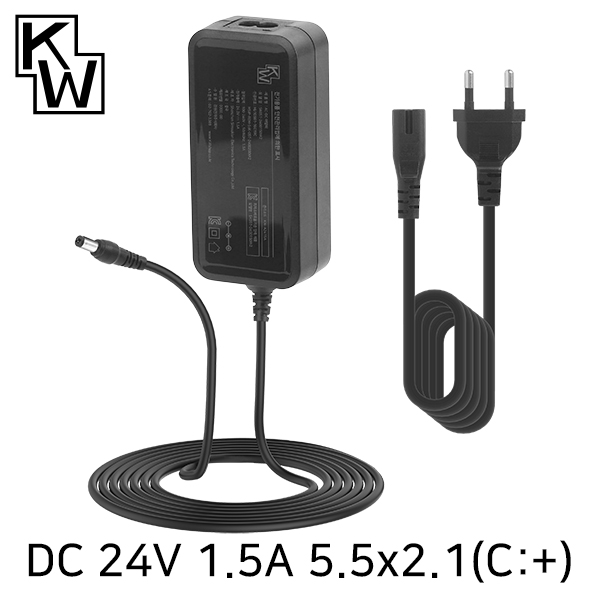 KW KW-A2415A(SK05T-2400150W2) 24V 1.5A SMPS 아답터(5.5x2.1mm/C:+)