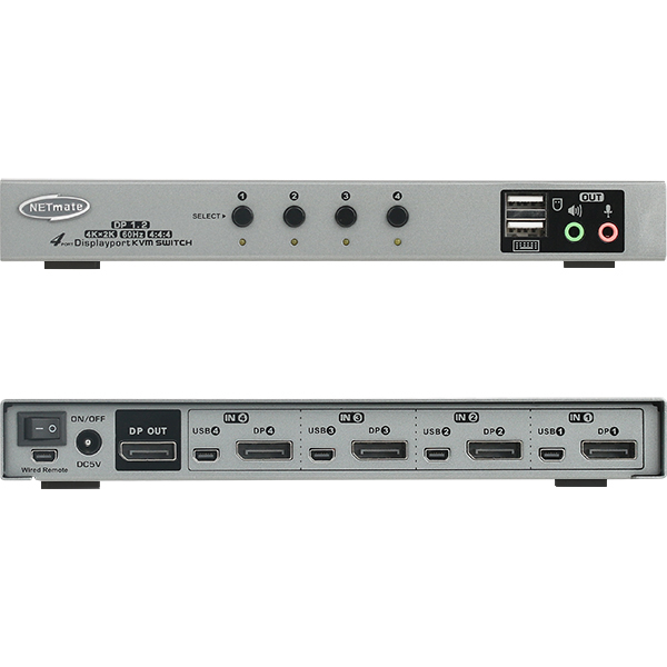 NETmate NM-DKD04C 4K 60Hz Displayport KVM 4:1 스위치(USB/케이블 포함)
