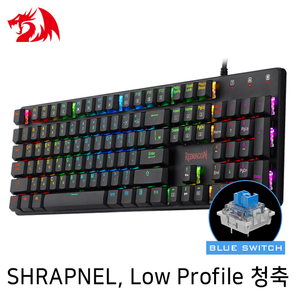 Redragon SHRAPNEL K589RGB Low Profile RGB 게이밍 키보드 (청축)