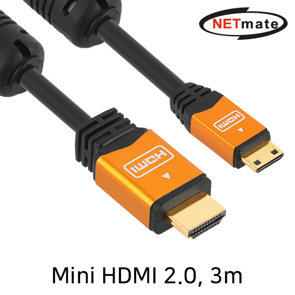 NETmate NMC-HMH30Z Mini HDMI 2.0 Gold Metal 케이블 3m