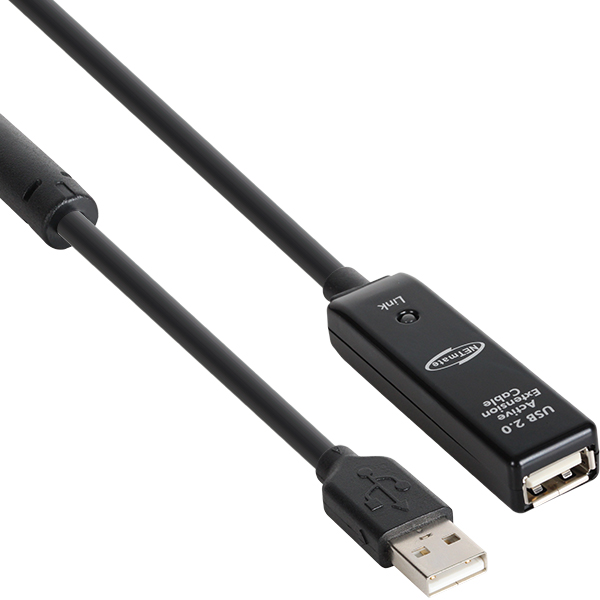 NETmate CBL-HF203B-10M USB2.0 High-Flex AM-AF 연장 리피터 10m (전원 아답터 포함)