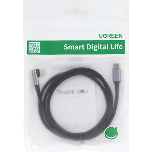 유그린 C to C타입 한쪽 기역자 PD 100W 고속 충전 케이블 1m U-70643