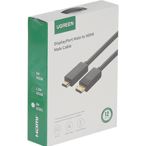 유그린 4K DP to HDMI 변환 케이블 2m U-10202