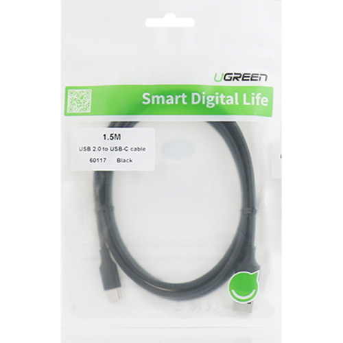 유그린 USB 2.0 C타입 스마트폰 고속 충전 케이블 (블랙) 1.5m U-60117