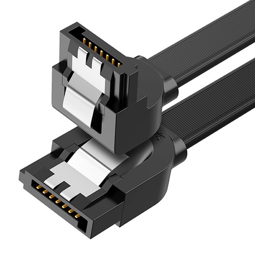 유그린 SATA3 Flat 케이블 한쪽 90도 기역자 Lock 0.5m U-30797