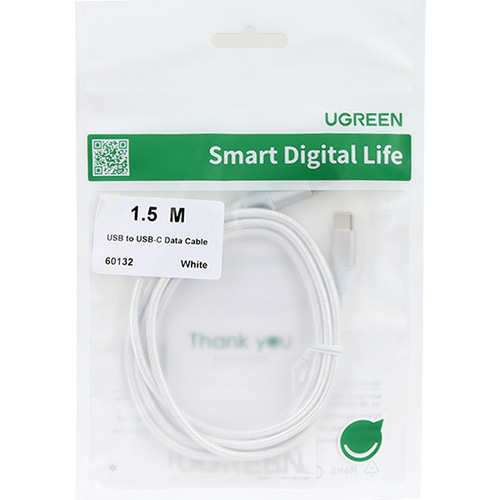유그린 USB 2.0 A to C 타입 고속 충전 케이블 화이트 1.5m U-60132