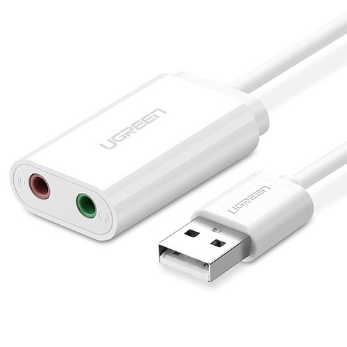 유그린 USB to 3.5mm AUX 오디오 컨버터 (화이트) U-30143