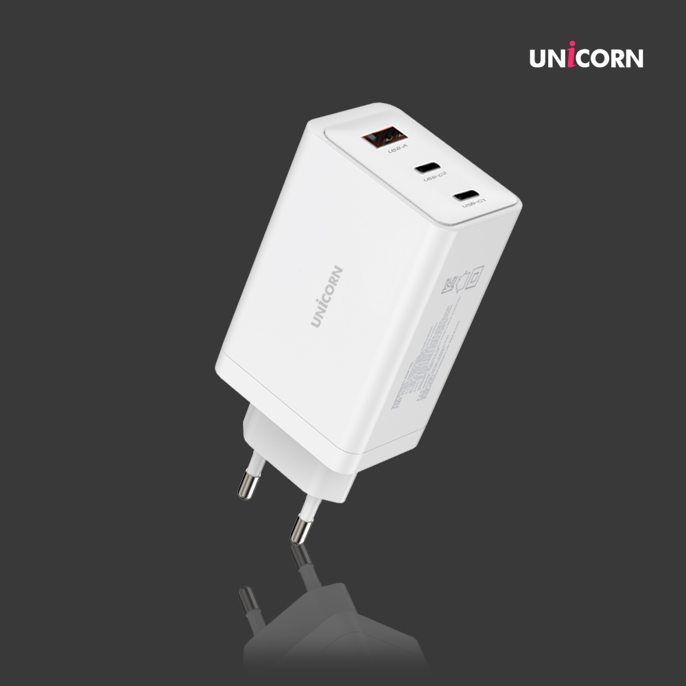 유니콘 듀얼3포트 퀵차지 PD 100W PPS Ga2 초고속2.0 충전기 KA-100PD 블랙