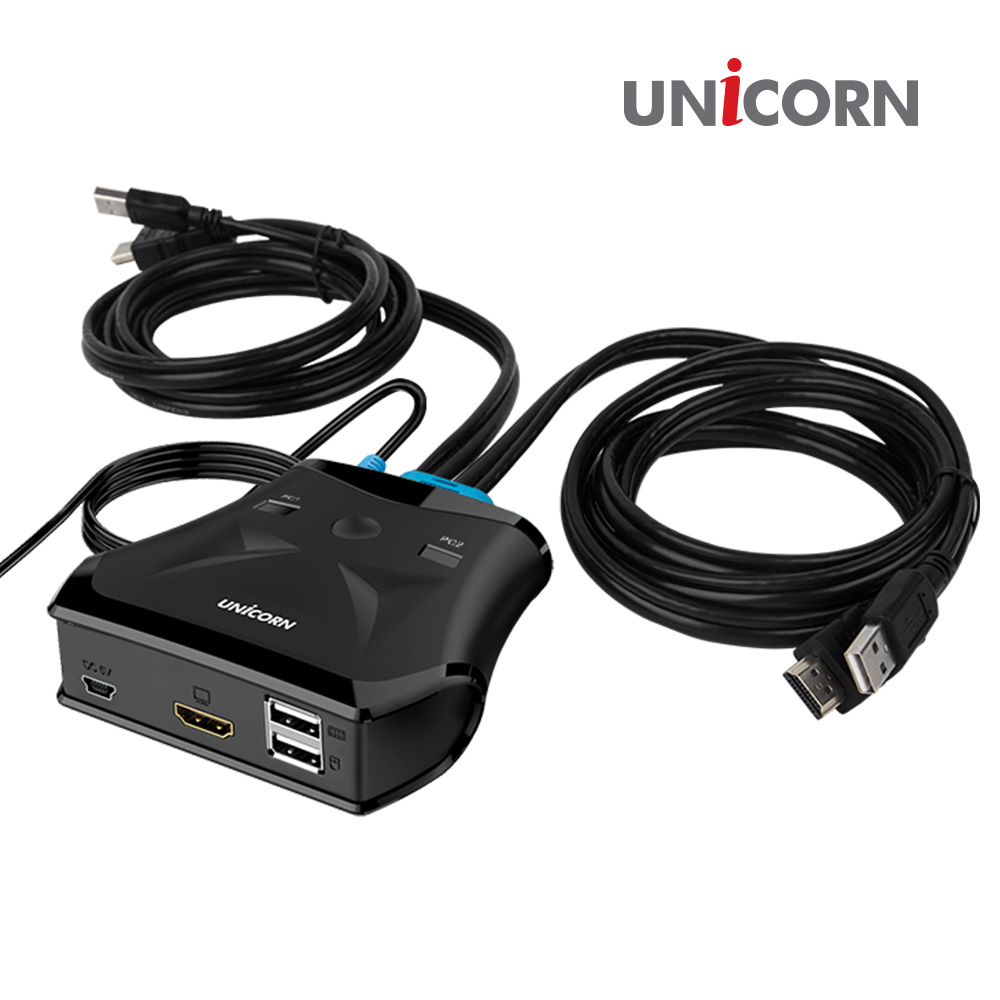 유니콘 KVM-200HDMI 2대1 4K 60Hz HDMI KVM스위치 케이블연결형