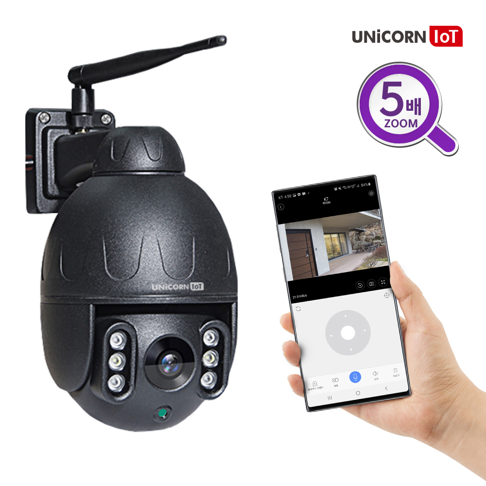 유니콘 IoT 500만화소 5배광학줌 실외형CCTV 무선 보안 IP카메라 실외 TCAM-M5