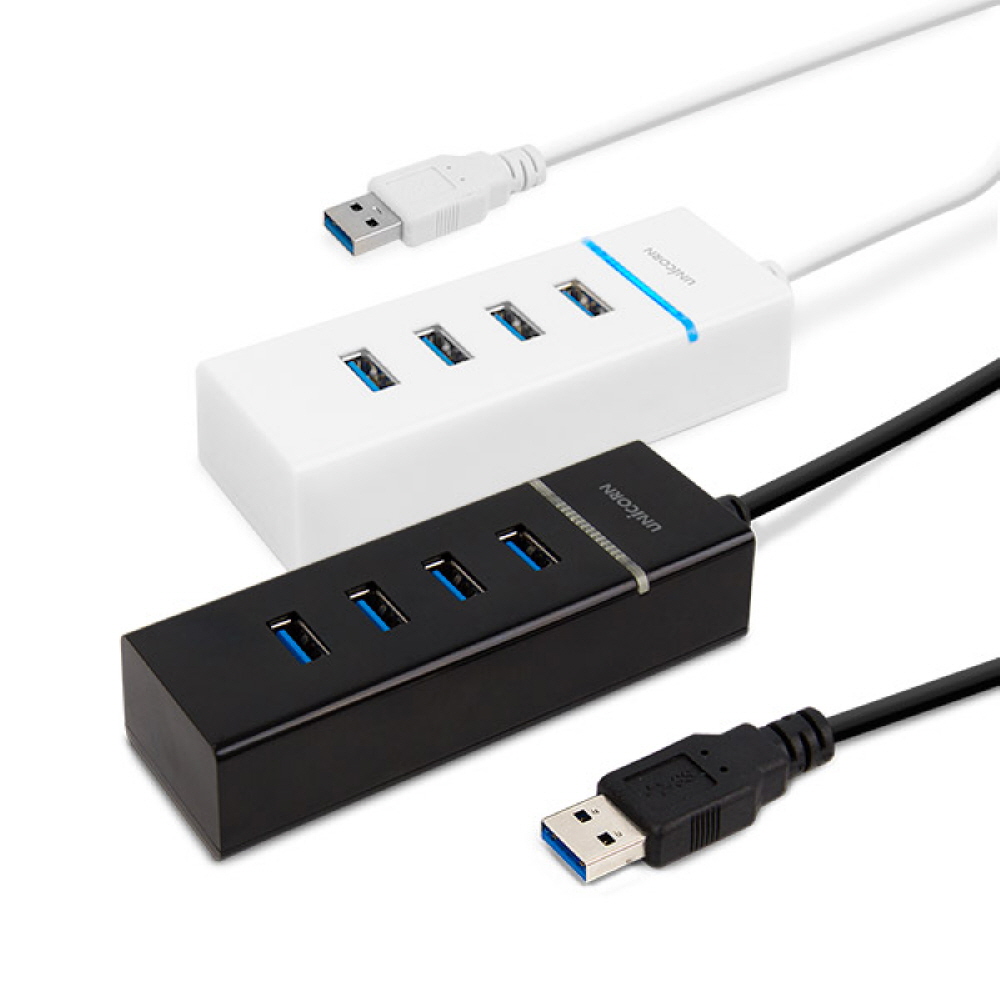유니콘 RH-3040 블랙 USB3.0 A타입 4포트 USB허브 무전원방식