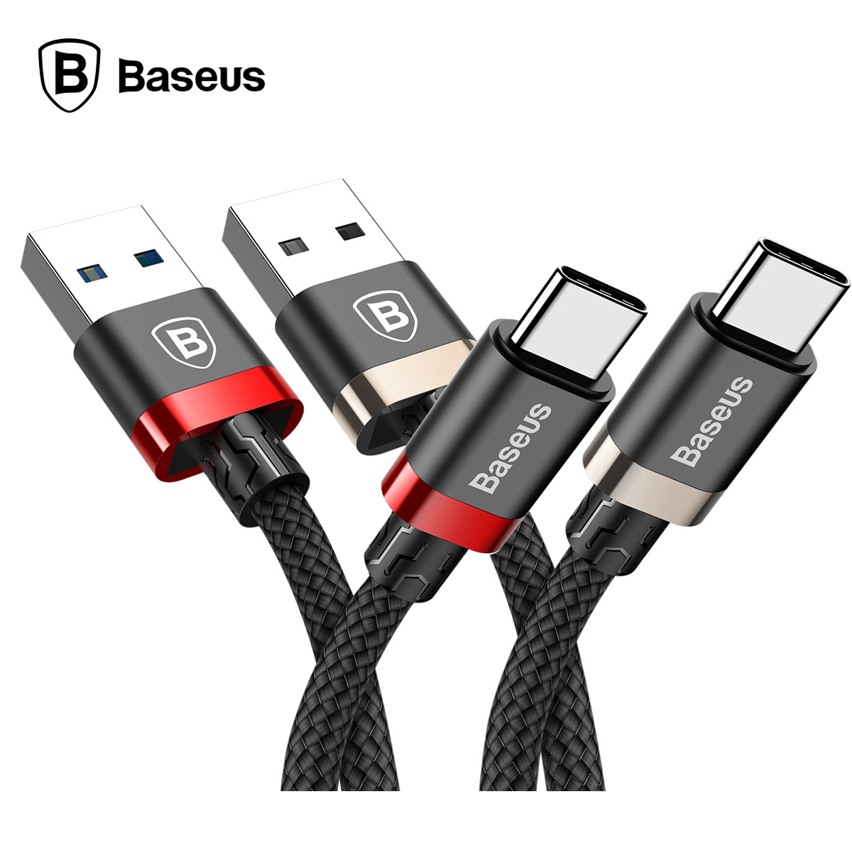 베이스어스 C타입 TO USB3.0 골든벨트 케이블 3A 1.5M [블랙레드]
