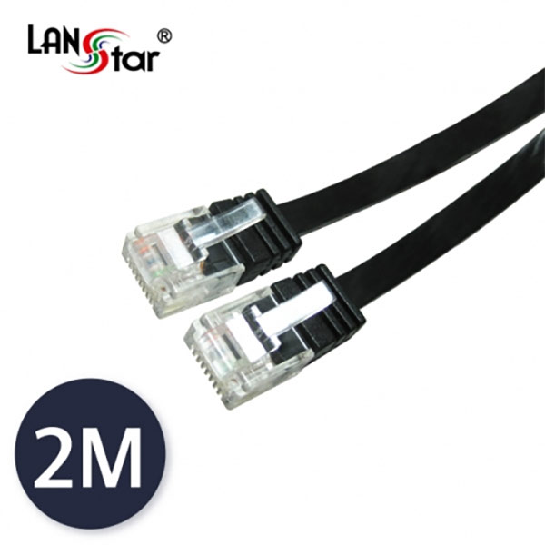 UTP평면 랜케이블 , CAT.6 DIRECT 2M, BLACK(▶검정◀)