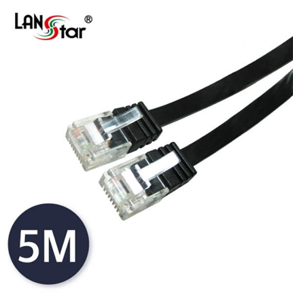 UTP평면 랜케이블 , CAT.6 DIRECT 5M, BLACK(▶검정◀)