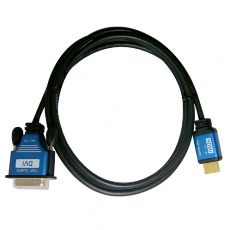 DVI 블루메탈 케이블 , DVI／M-HDMI19／M, Blue, 4K 60Hz, 3M