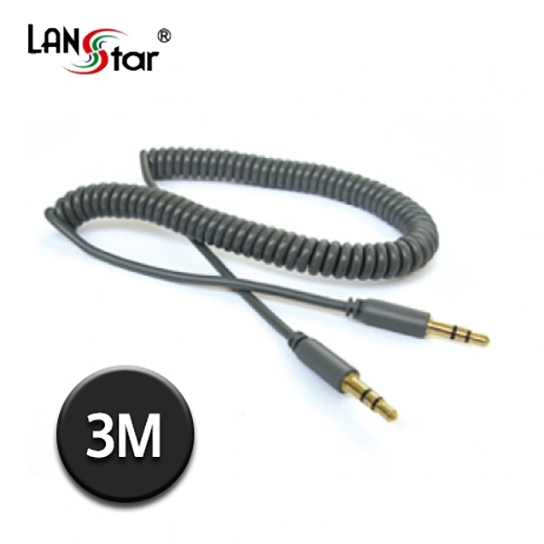 AUX스테레오케이블, 3.5ST M/M, 차량용Coiled, 3M