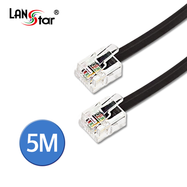 전화선 케이블, RJ12, 6P4C, Black, 5M