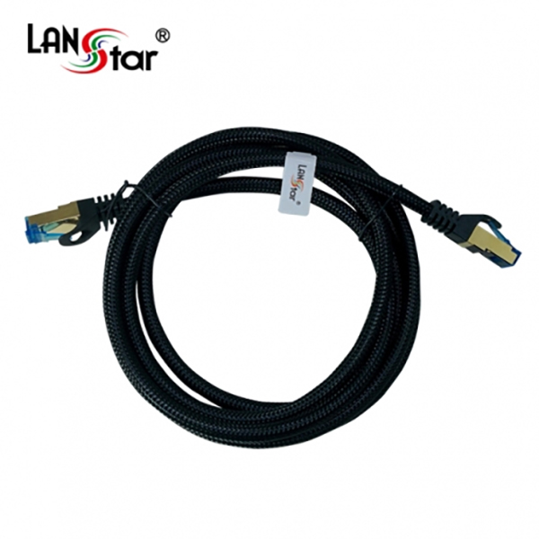 CAT.7 산업용 망사 랜케이블, LSZH, 10G, Gold-blue, 50M, Black Nylon [8개]