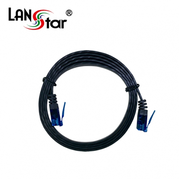UTP평면 랜케이블 블루콘넥터, CAT.7 DIRECT 1M, BLACK(▶검정◀)