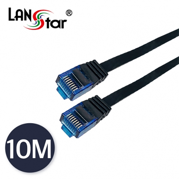 UTP평면 랜케이블 블루콘넥터, CAT.7 DIRECT 10M, BLACK(▶검정◀)