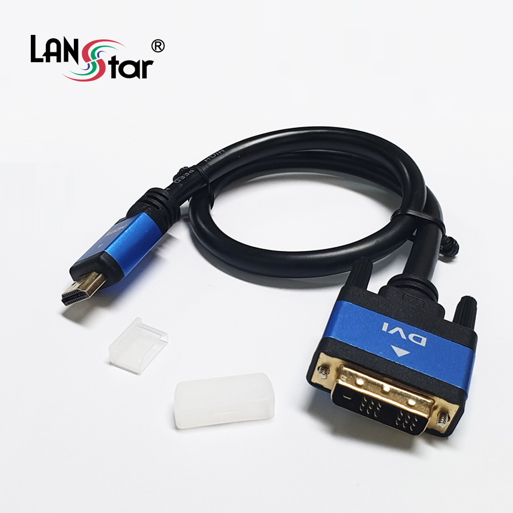 HDMI 2,0 to DVI 싱글(18+1) 블루메탈 케이블 , 5M , 4K 60Hz , 30AWG