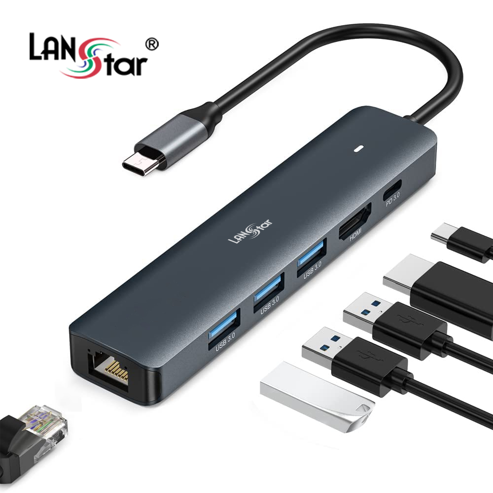 [LANstar] Type C 6in1 멀티허브 컨버터 [30723]
