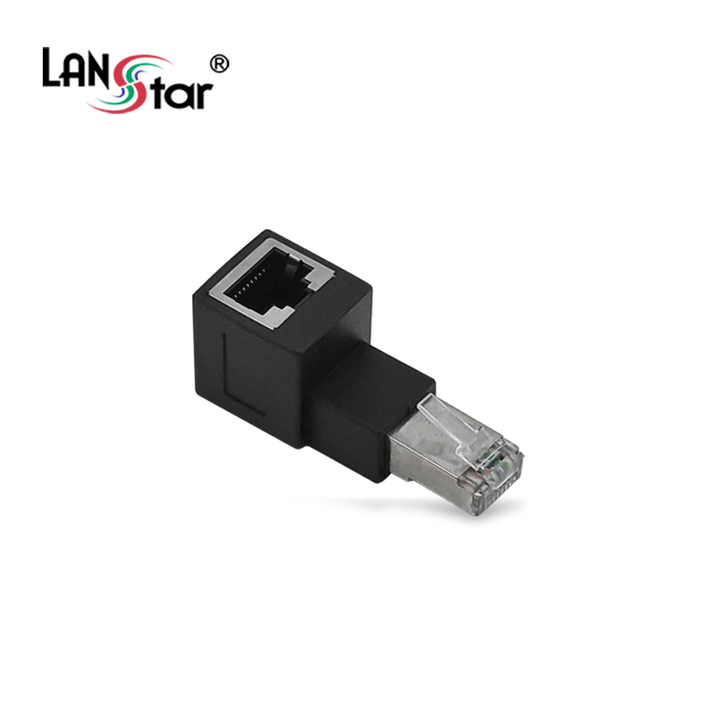 [LANstar] RJ45 랜 연장 90도 꺾임 젠더, 상향 [30694]