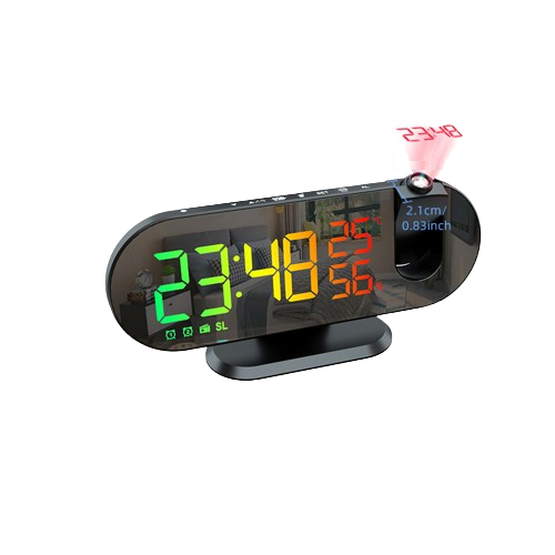 LED 빔 알람시계 탁상 침실 천장 온습도계 FM라디오 블랙