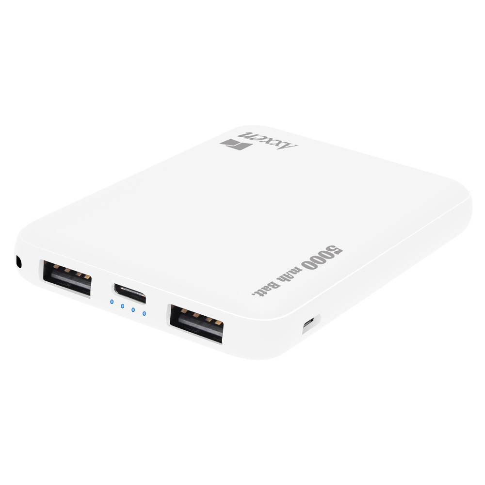 액센 B120 듀얼포트 슬림 보조배터리 5000mAh 5핀 C타입 입력지원 화이트