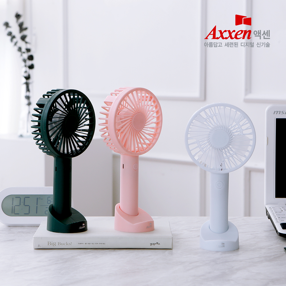 액센 F31 스마트폰 거치대 손풍기 핑크