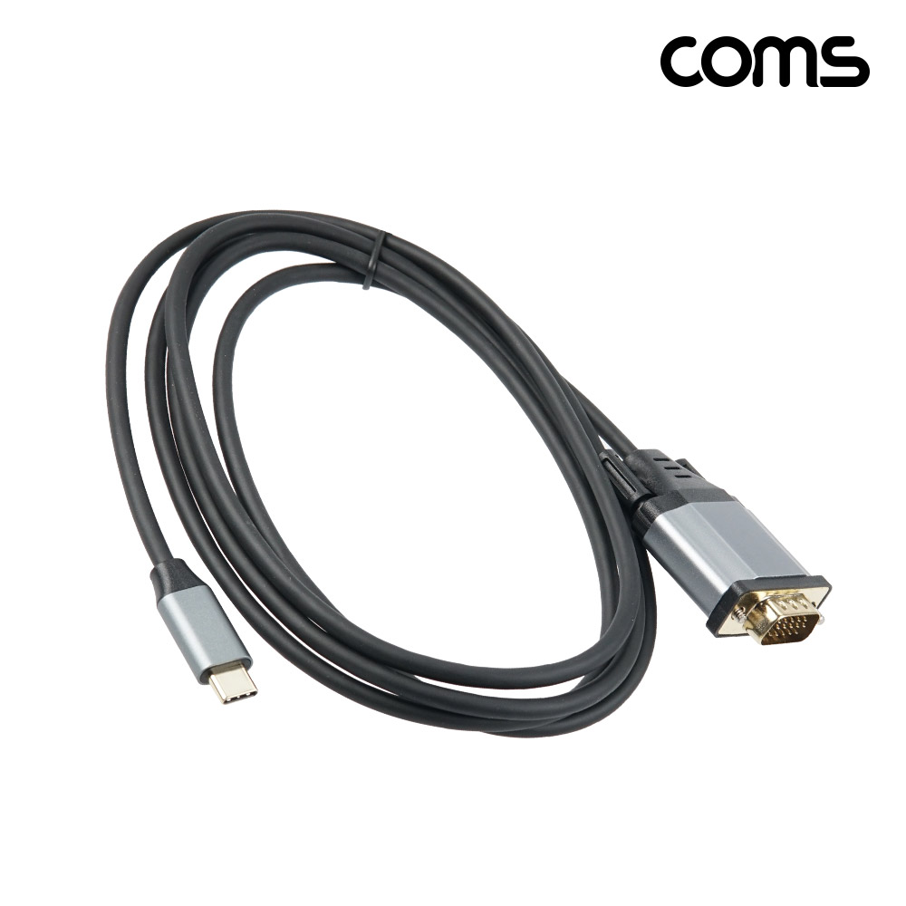 Coms USB 3.1(Type C) to VGA 컨버터 케이블 1.8M FHD 1080P@60Hz, C타입 RGB D-SUB