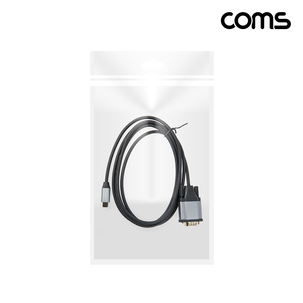 Coms USB 3.1(Type C) to VGA 컨버터 케이블 1.8M FHD 1080P@60Hz, C타입 RGB D-SUB