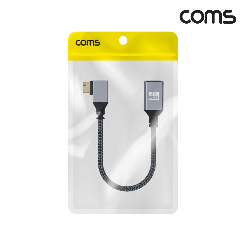 Coms 미니 HDMI 변환 케이블 젠더 HDMI F to Mini HDMI M 4K 60Hz UHD 20cm 꺾임형