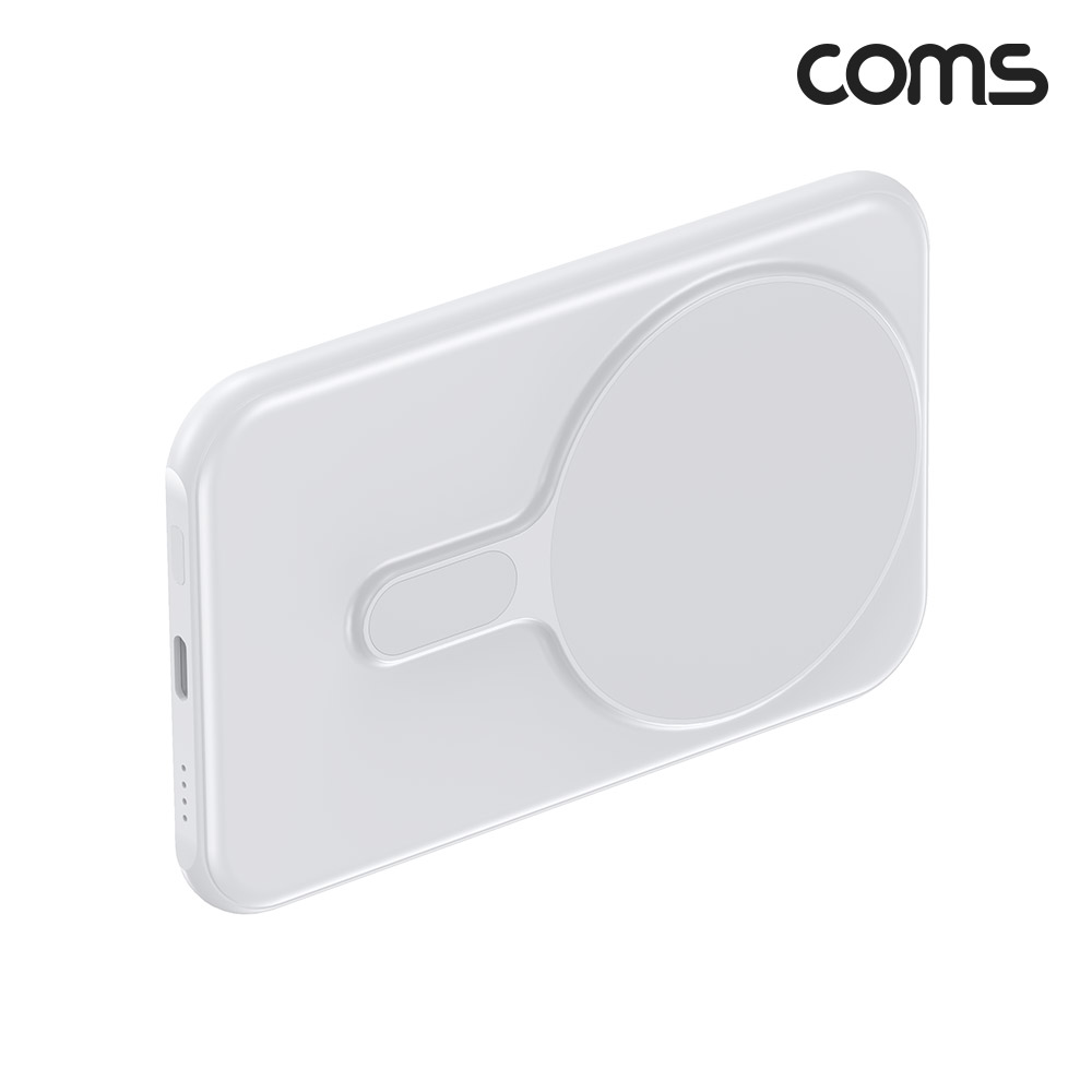 Coms 맥세이프 0.82cm 초슬림 보조배터리 5000mAh White 고속충전 무선충전