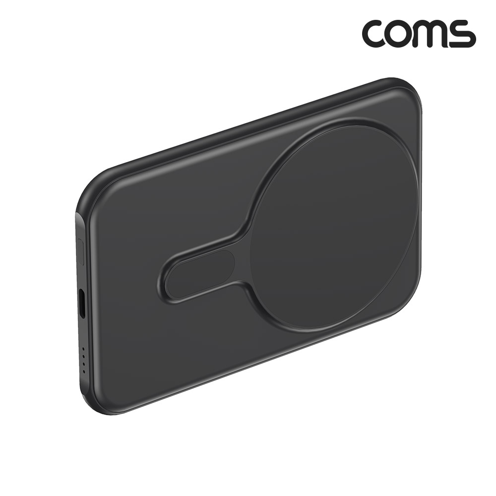 Coms 맥세이프 0.82cm 초슬림 보조배터리 5000mAh Black 고속충전 무선충전