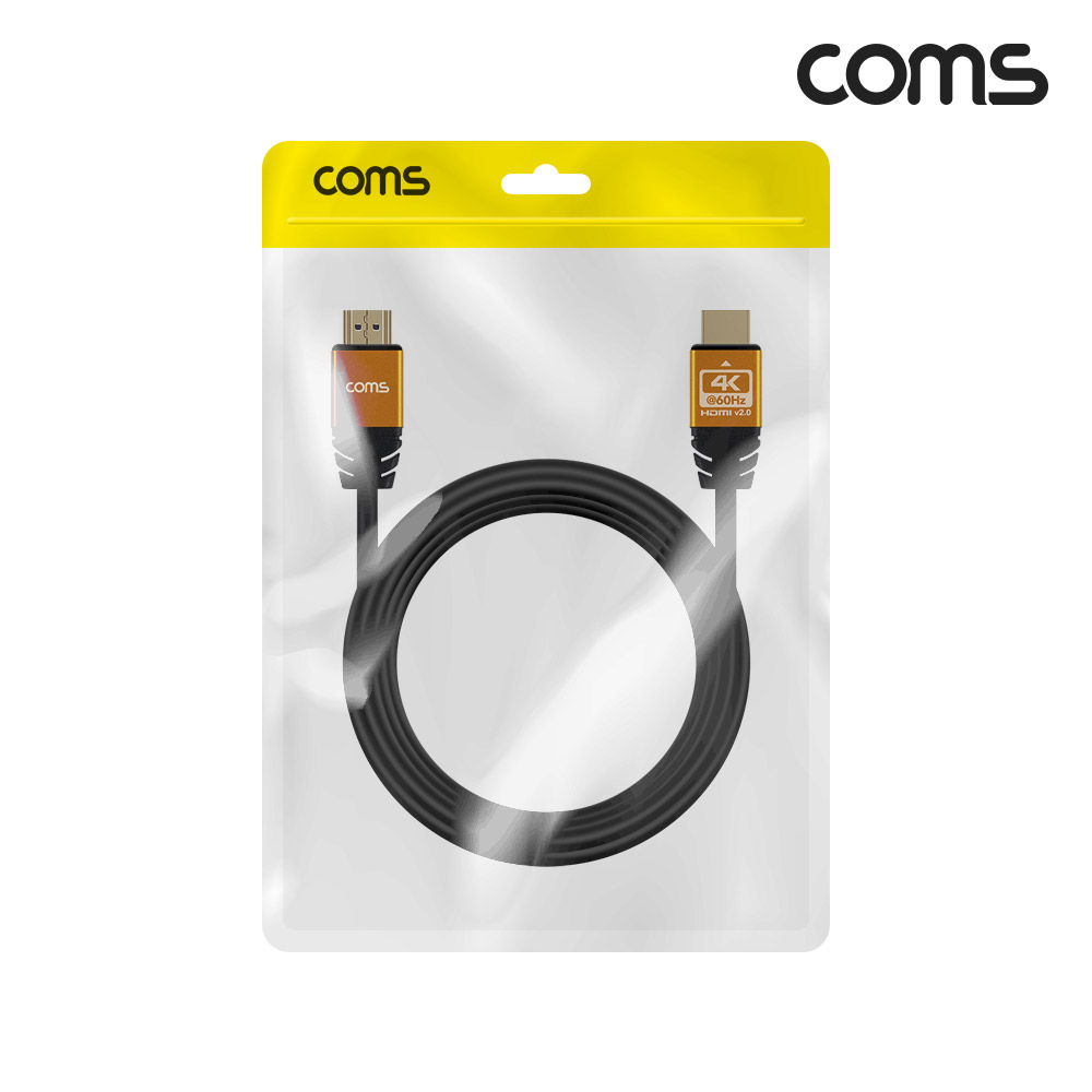 Coms 골드노브 슬림 HDMI V2.0 케이블 1.8M Gold Metal 4K 60Hz UHD
