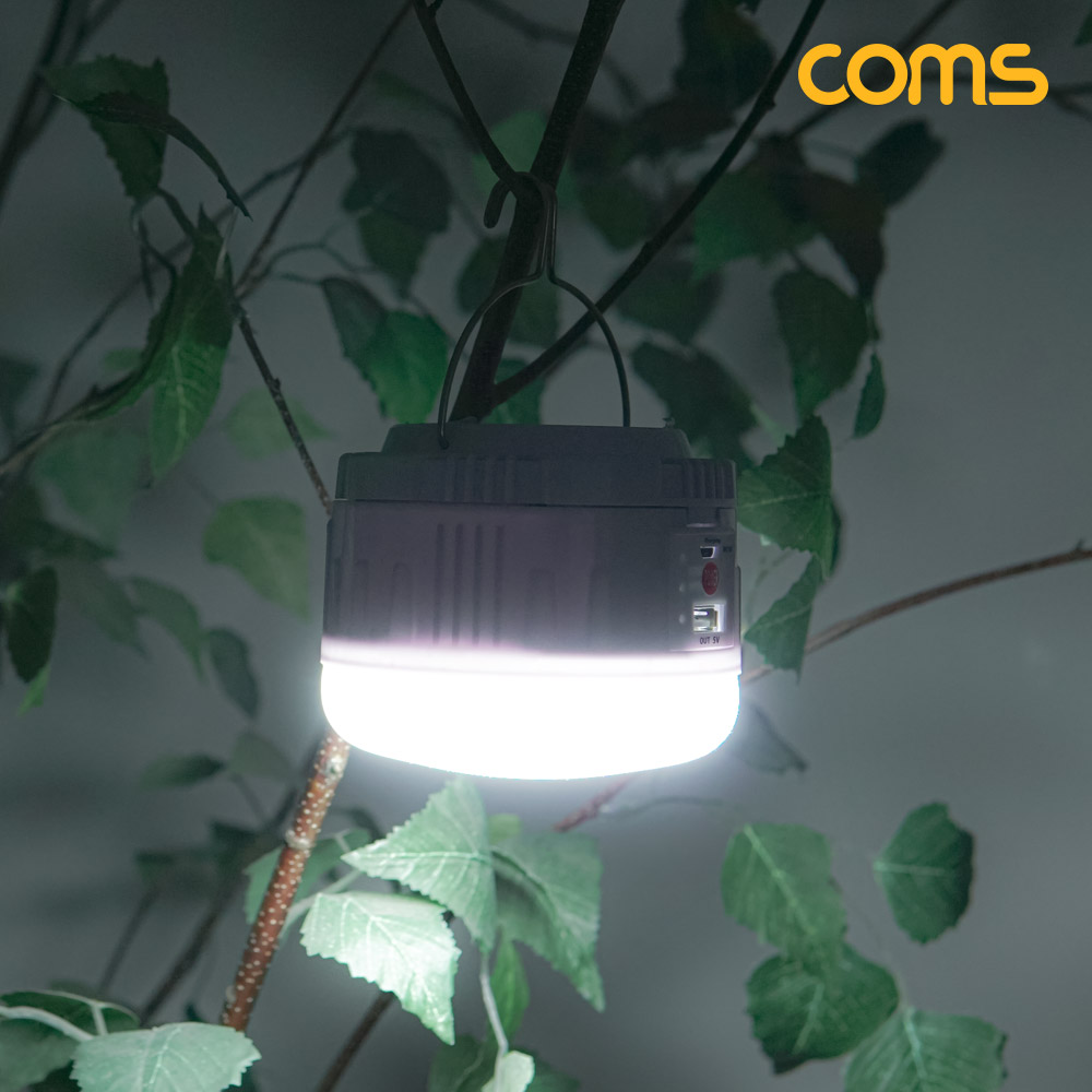 Coms 태양광 충전식 LED 랜턴 램프 라이트 밝기조절 캠핑등 낚시등 작업등