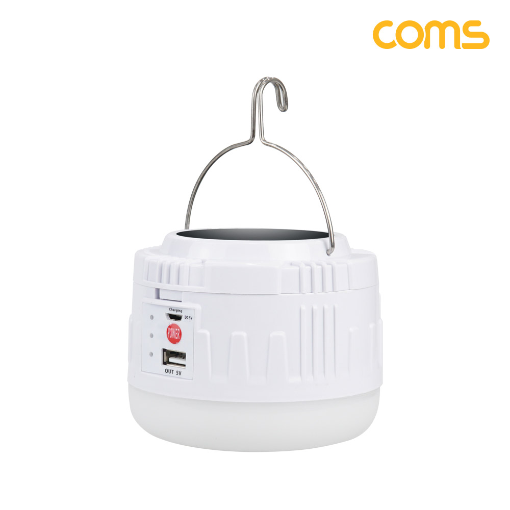 Coms 태양광 충전식 LED 랜턴 램프 라이트 밝기조절 캠핑등 낚시등 작업등
